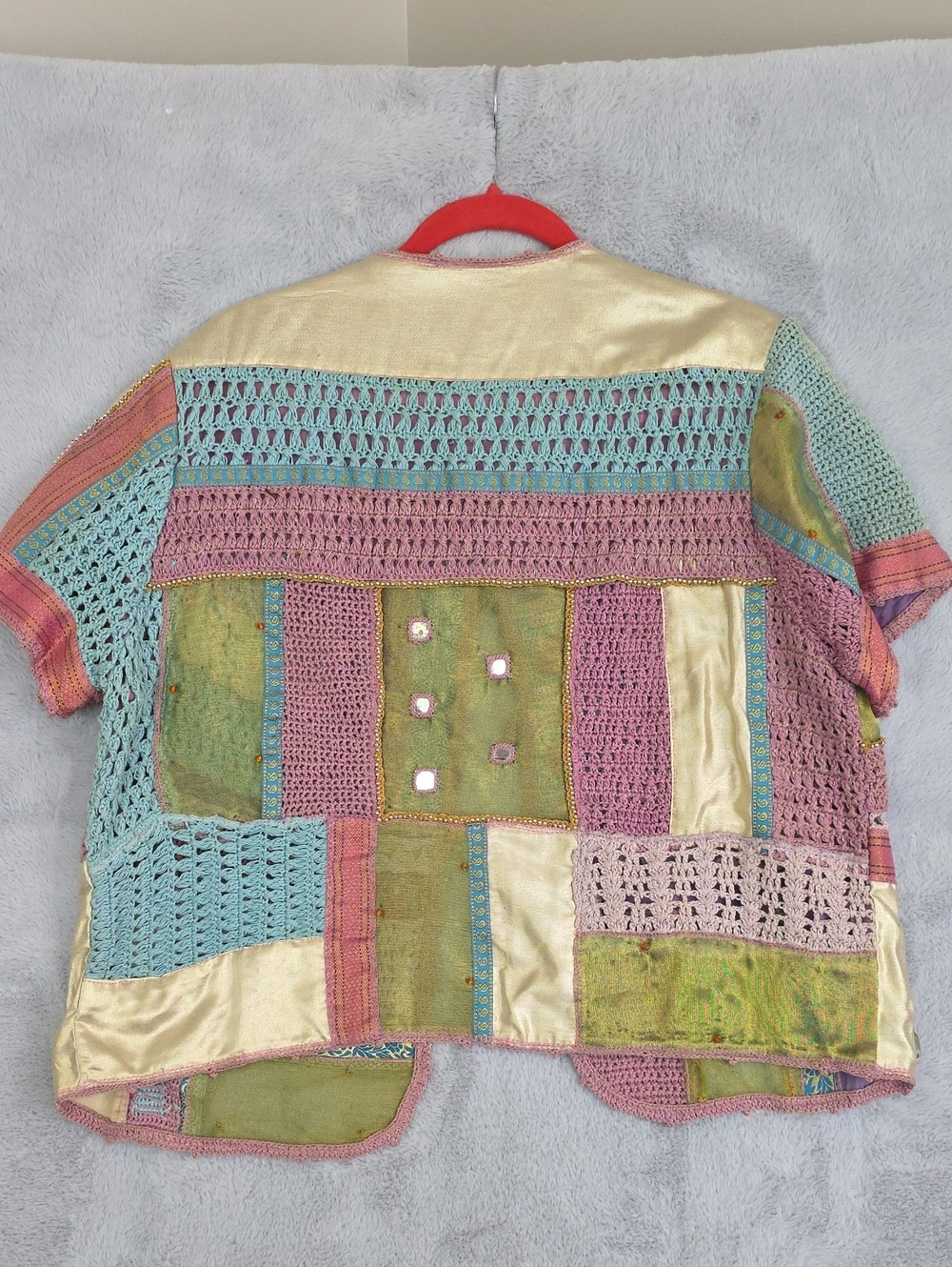 Sandy Starkman Pink Crochet Beaded Boho Vest - Picture 7 of 10